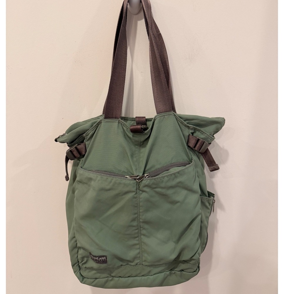 OverLand Equipment Green Nylon Tote Shoulder Travel Organizer Bag Utility EUC